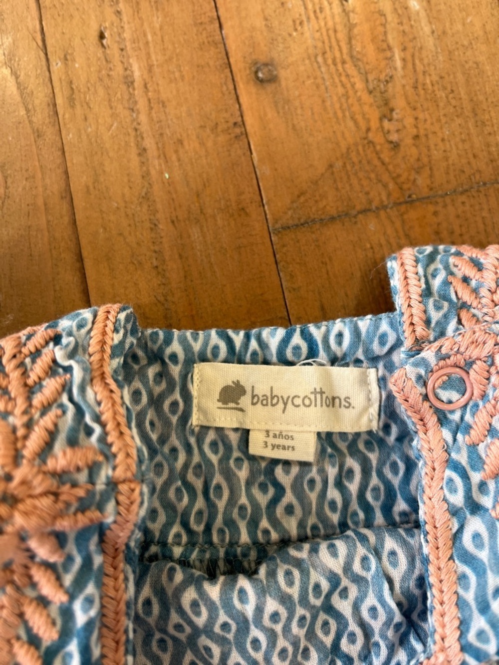 Baby cottons blue geometric embroidered Bohemia top and pants set kids 3 - Picture 4 of 11